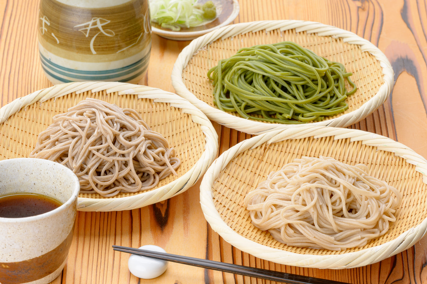 そば3種食べ比べセット（とびきりそば/蒟蒻入りそば/茶そば＋麺つゆ)